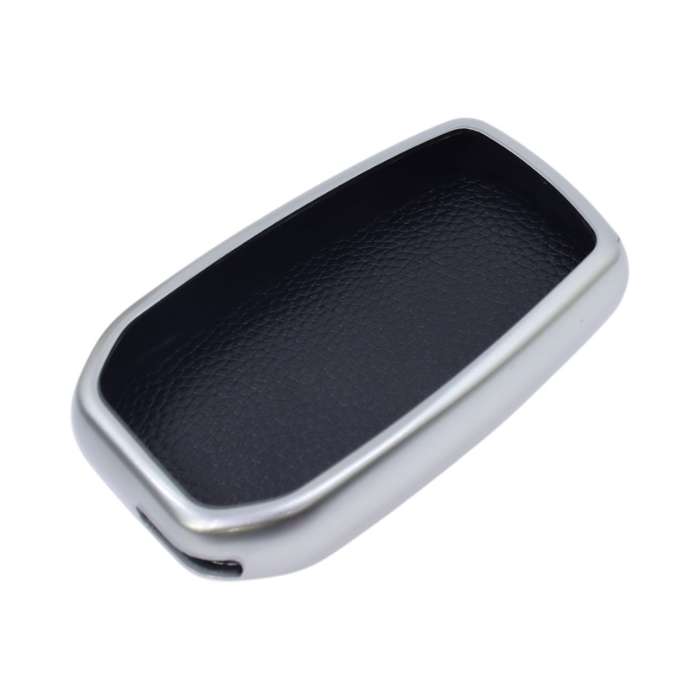 TPU &amp; Leather Finish Key Cover For Toyota - Design 3 - Silver (XEA-KCTY3S)
