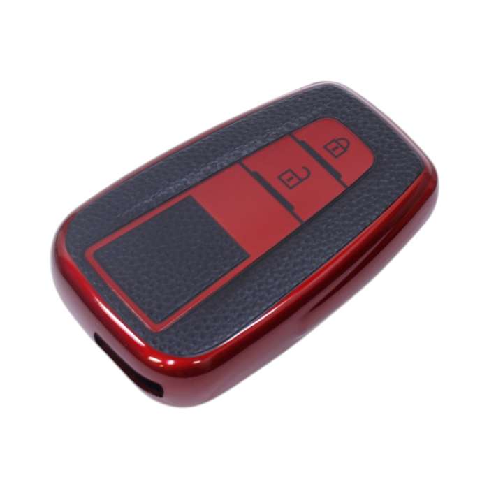 TPU &amp; Leather Finish Key Cover For Toyota - Design 4 - Red (XEA-KCTY4R)