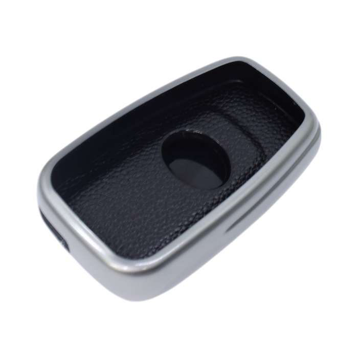 TPU &amp; Leather Finish Key Cover For Toyota - Design 4 - Silver (XEA-KCTY4S)