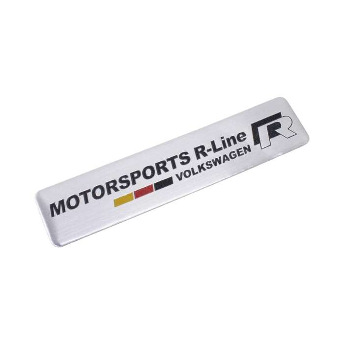 R-Line German Motorsport Brushed Aluminium Badge (12x2.5cm)