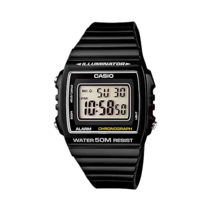 Casio Digital Square Black Wristwatch (W-215H-1AVDF)