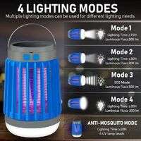 Outdoor 3 in 1 Mosquito Killer Lamp Solar + Rechargeable + Portable USB LED Camping Lantern Waterpro