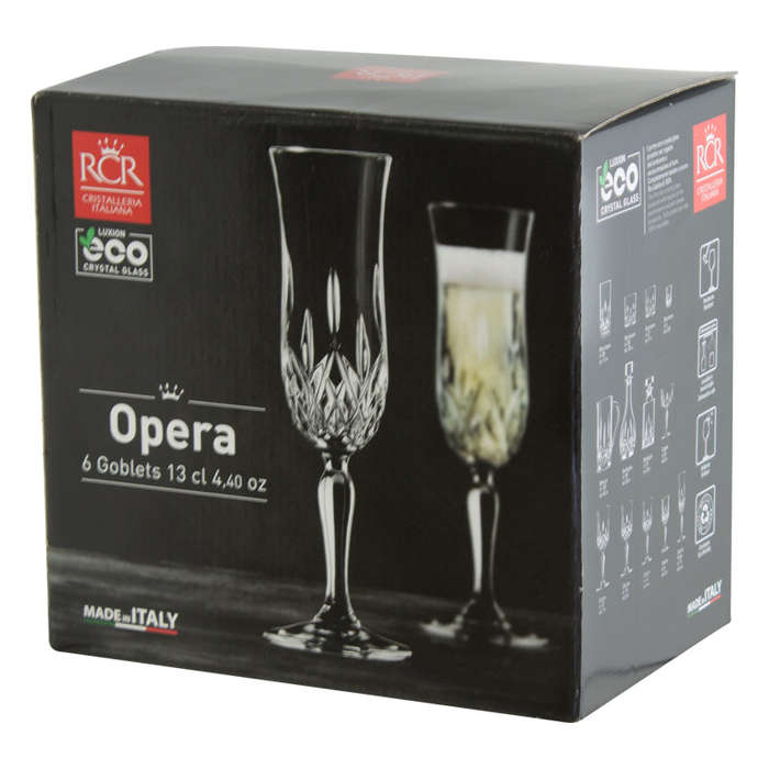 Luxion Crystal Opera Champagne Flute Glasses 130ml - Set of 6