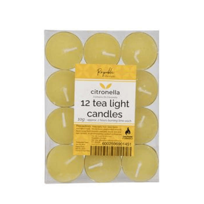 Citronella Tea Light Candles - Pack 12 x 10g