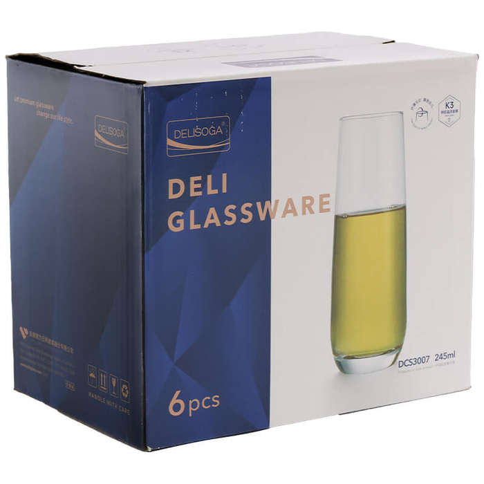 Deli Stemless Champagne Flute 230ml - Set of 6