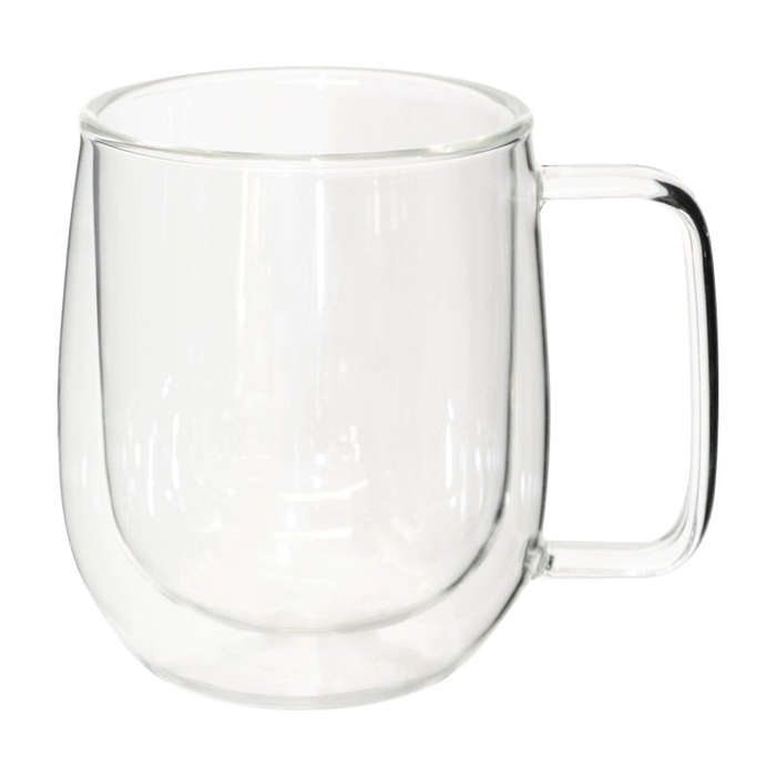 Double Wall Glass Mug with Handle - Set of 2