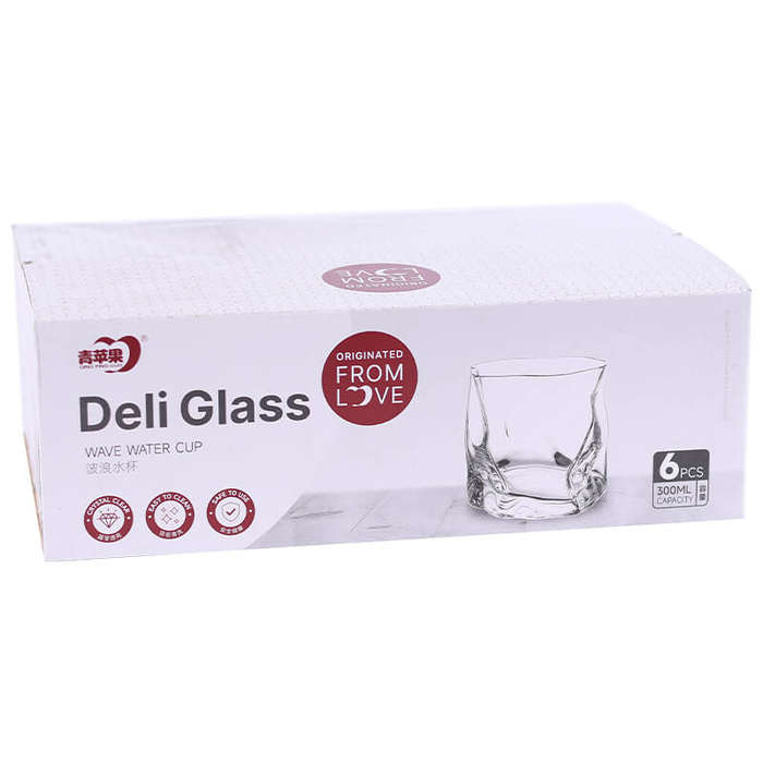 Wave Water Tumbler Glass 300ml - Set of 6