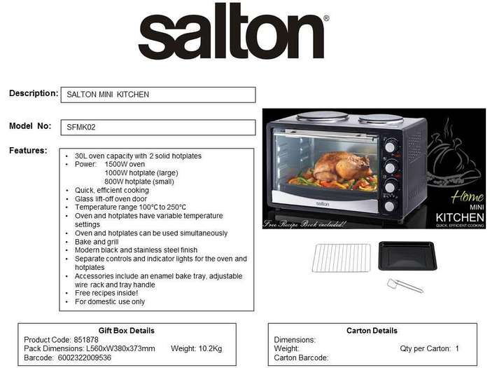 Salton 30L Mini Kitchen Oven