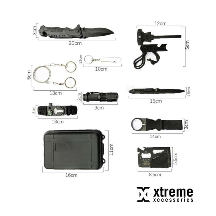 10 Piece Survival Kit (Black)