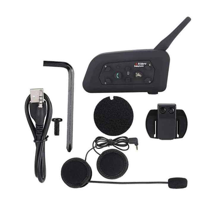 V6 Pro Motorcycle Helmet Bluetooth Headset, 2-Way 800M Motorbike Helmet Intercom Communication Sy...