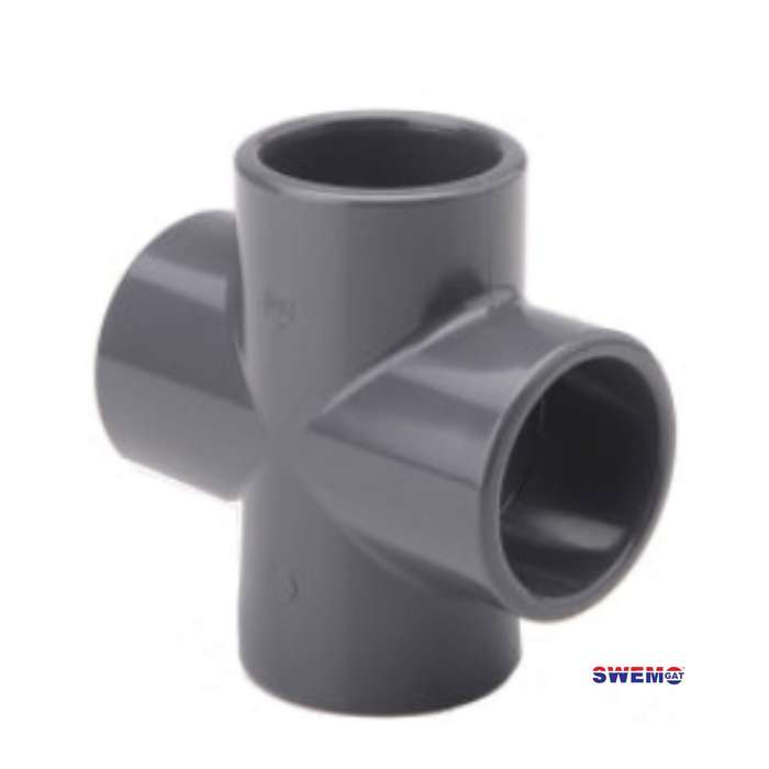 PVC Cross connector grey glued