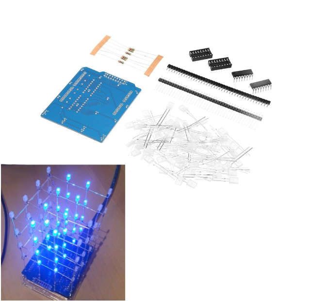 DIY LED Cube 4X4X4 (Blue)