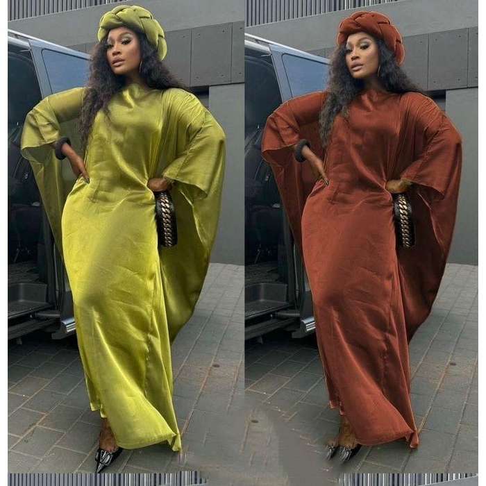 Long Sleeve kaftan Elegant Satin Robe.