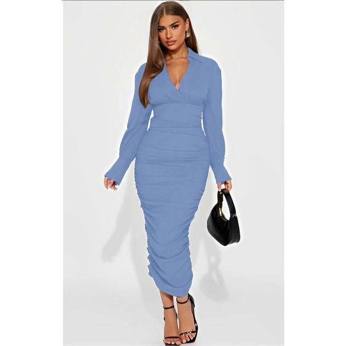 Long Sleeve V-Neck Dress