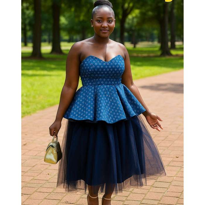 Boobtube Elegant African Print Top and Tulle Skirt 2 Piece Set
