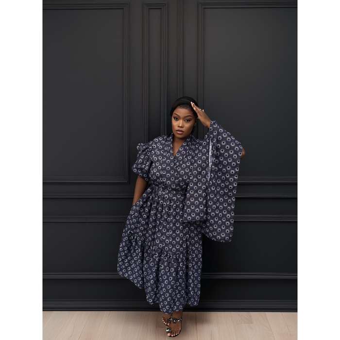 Ankara Pleated Traditional Maxi Dress.