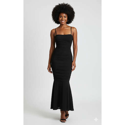 Bodycon Mermaid Ruched Sexy Square Neck Front Split Cocktail Party Gown Dress