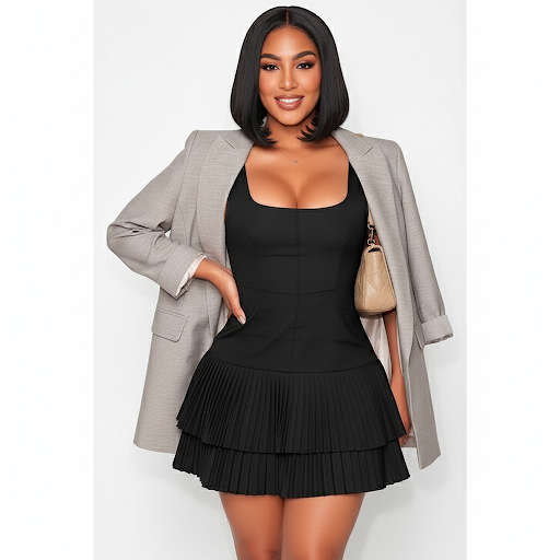 Plain Color Dream Girl Pleated Dress