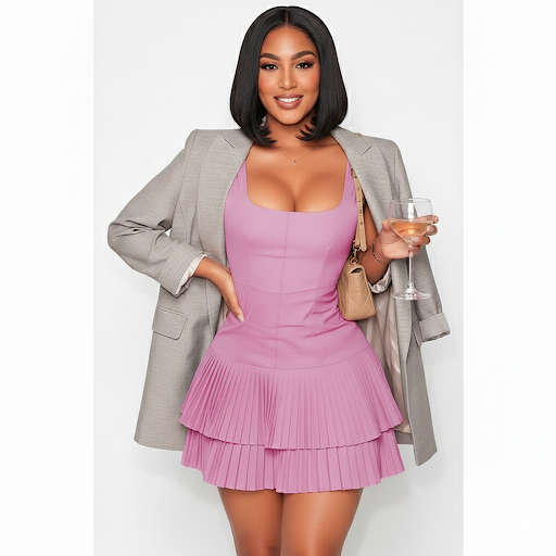 Plain Color Dream Girl Pleated Dress
