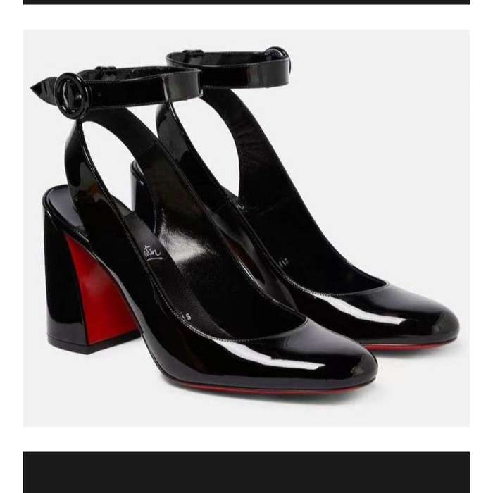 Classic Glossy Ankle Sling Short Heel