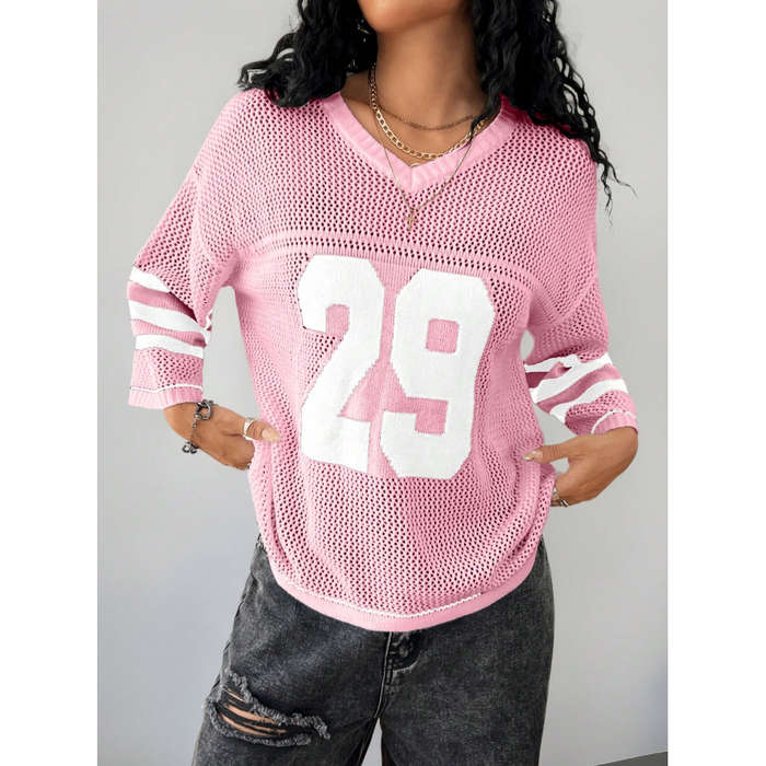 Graphic Shirts V Neck Pullover Sweater