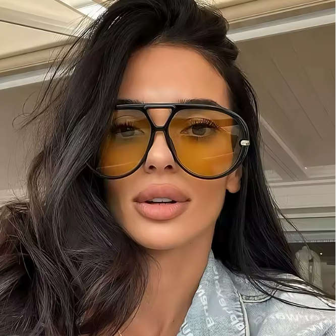 Double Bridge Luxury Brand Designer Oversized Pilot Sunglasses