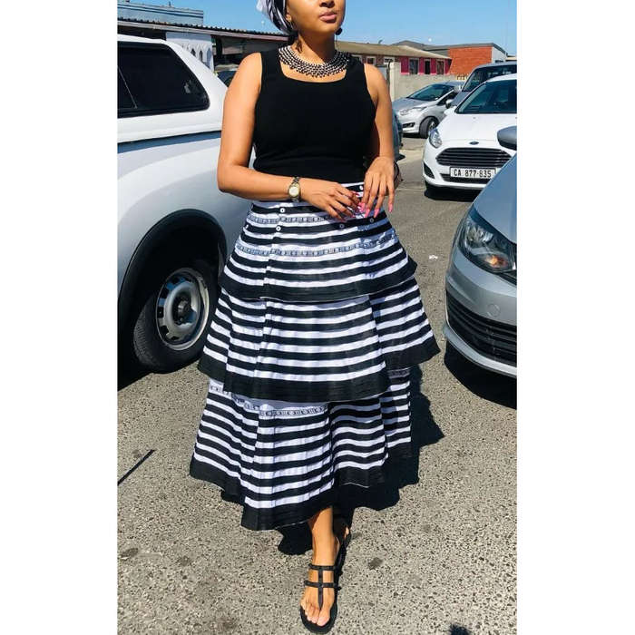 African Black & White stripes Ankara Dress.
