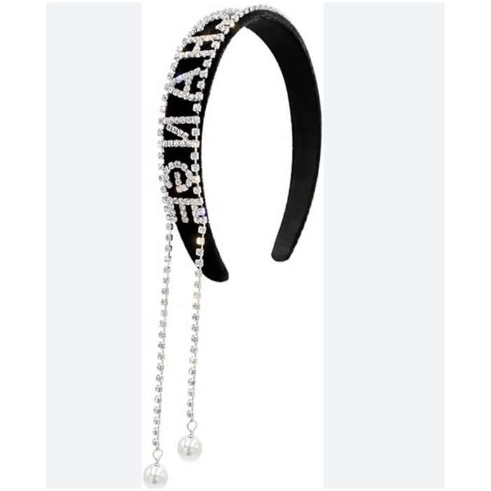 Pearl Letter Tassels Wide Hairband