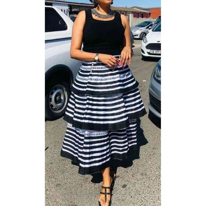 African Black & White stripes Ankara Dress.