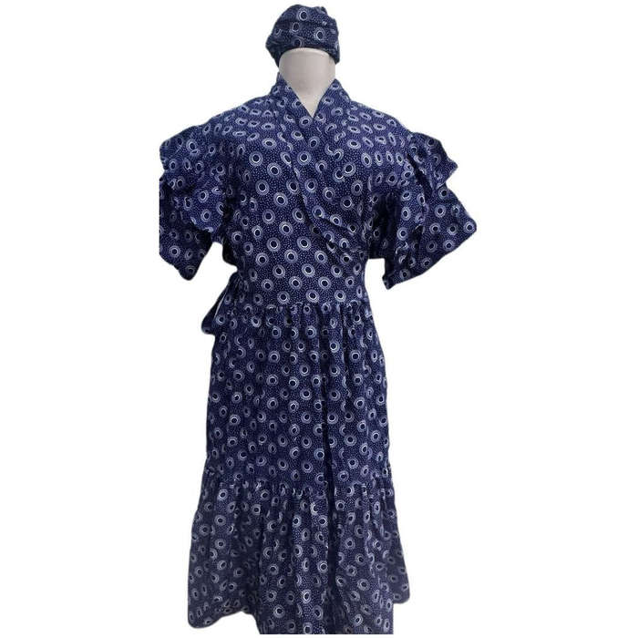 Ankara Pleated Traditional Maxi Dress.