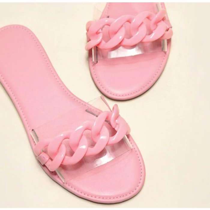 Fashion Chain Decoration Colorful Candy Slides Sandals