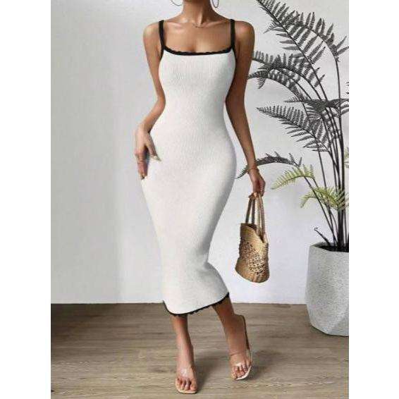 Sleeveless Square Neck Bodycon Maxi Dress