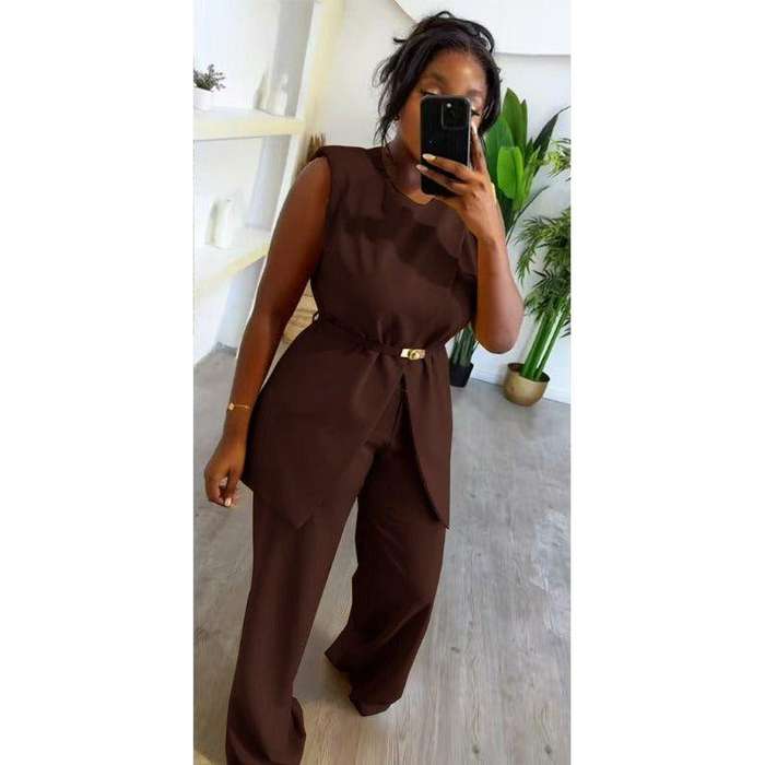 Sexy Sleeveless Top and Long Pants Two Piece Set.