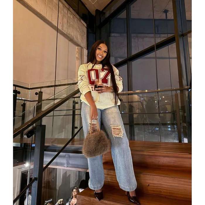 Round-Neck Numbers Print Pullover Sweater