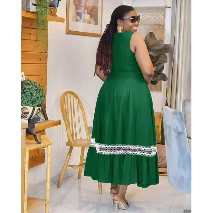 Plus Size Elegant Guipure Lace Panel Cami Dress