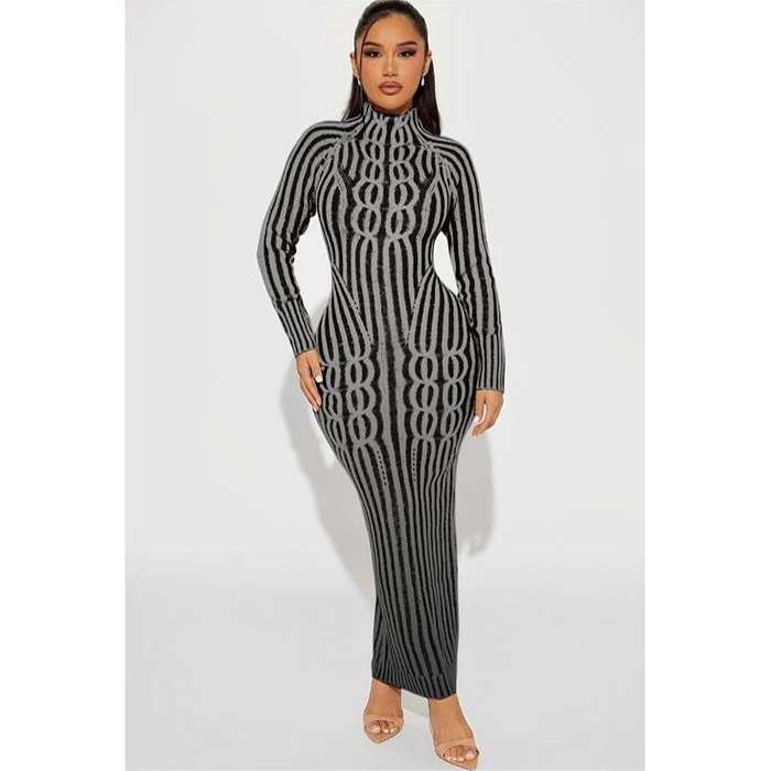 Shimmering rib-knit dress
