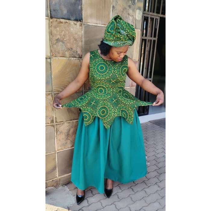 Ankara Sleeveless Tswana Traditional Dress