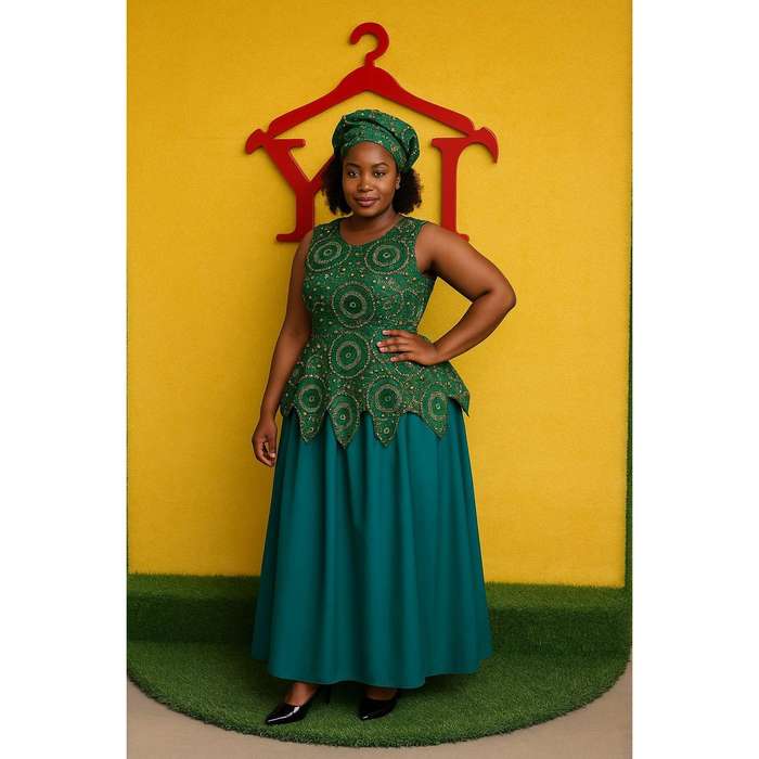 Ankara Sleeveless Tswana Traditional Dress