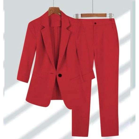 3/4 Sleeve Blazer And Formal Pants Set