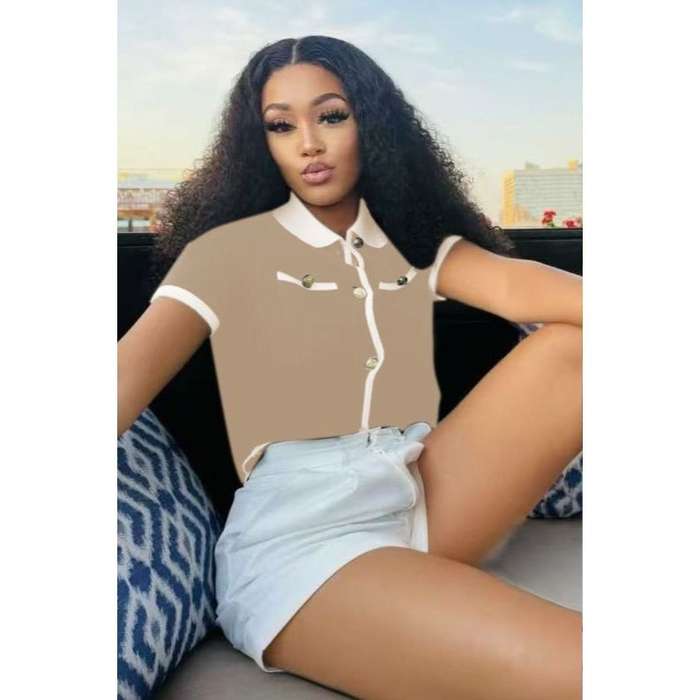 Button Detailed Short Sleeve Blouse