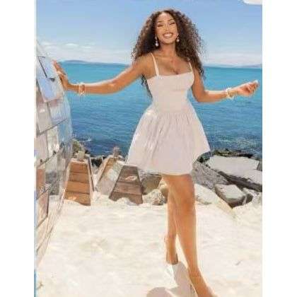 Sleeveless Plain Color A-Line Casual Dress.