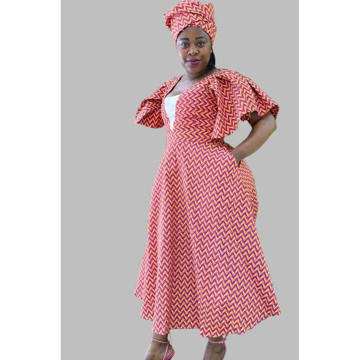 Plus Size Short Sleeve V-Neck  Ankara Midi Dress