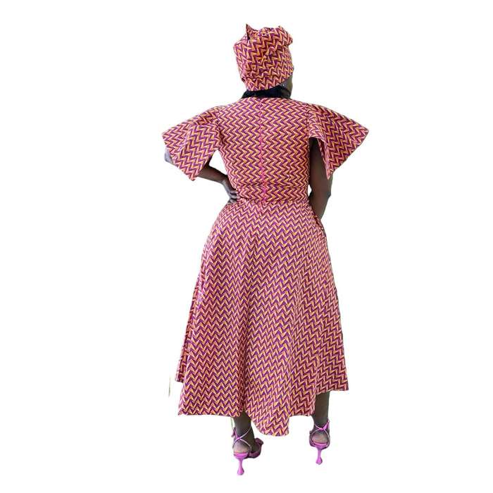 Plus Size Short Sleeve V-Neck  Ankara Midi Dress
