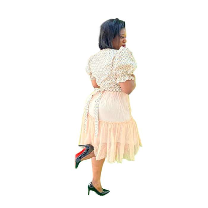 Honey-Comb Mesh Shirt and Pleated Skirt.