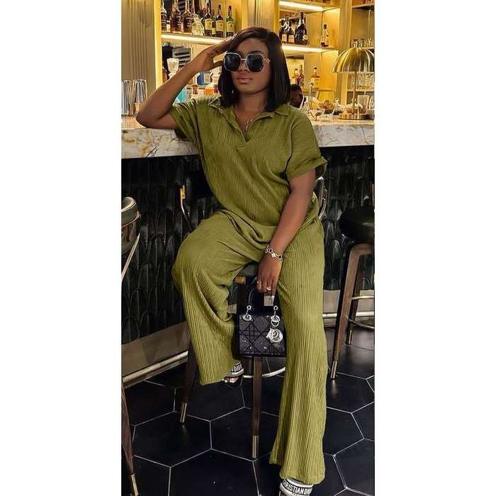 Pleated Shirt & Trousers Two Piece Sets Elegant Long Sleeve Shirts And High Waist Wide Leg Pants ...