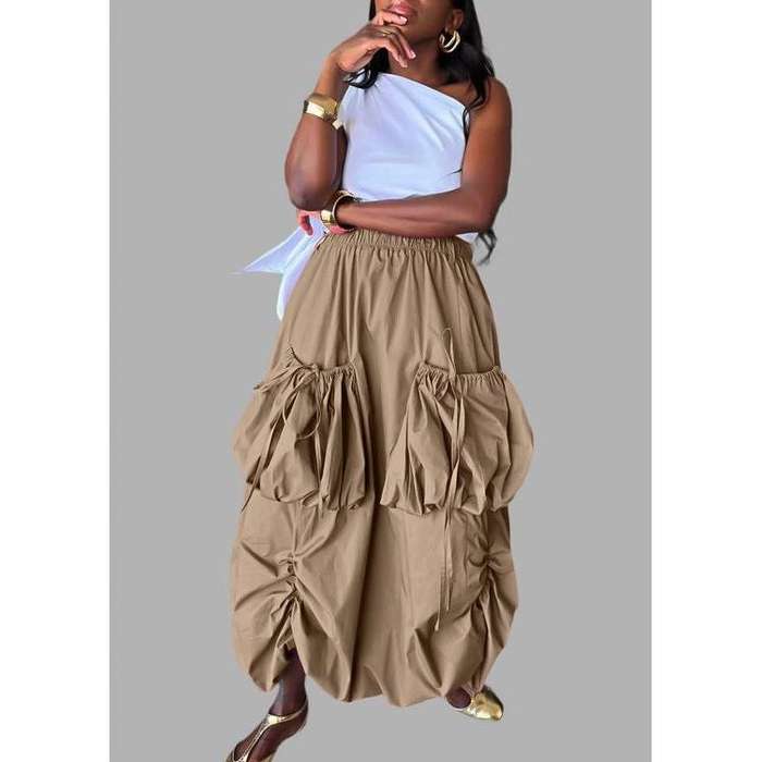 Cargo Hem Ruched Parachute Skirt