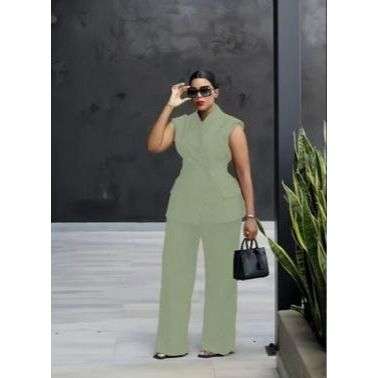 Sleeveless Top and Long Pants 2 Piece Set