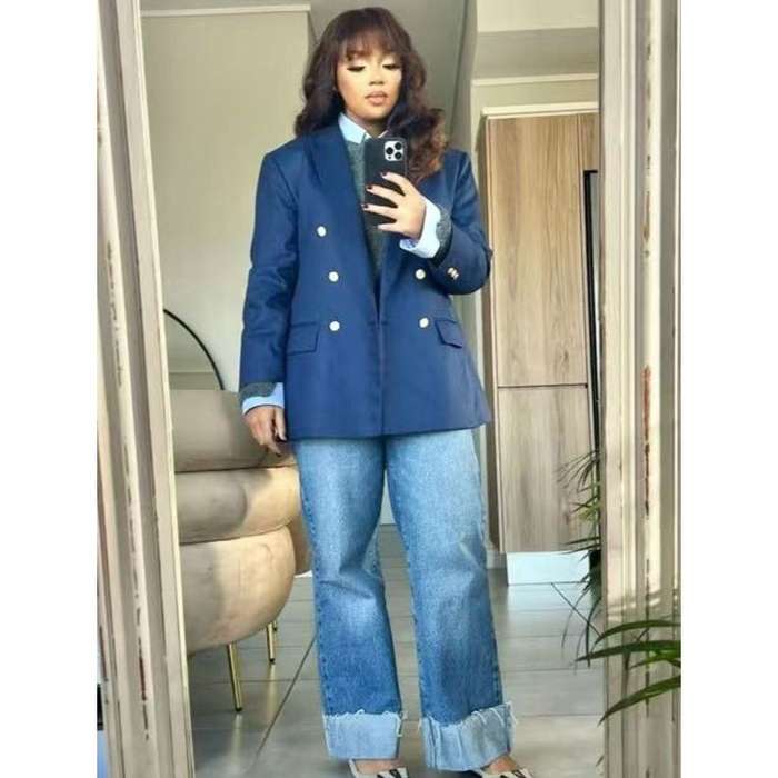 Women's Wide Leg Jeans High Waisted Stretchy Raw Denim Pants