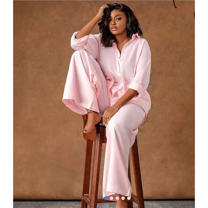 Plus Size Long Sleeve Shirt and Wide Long Pants Set