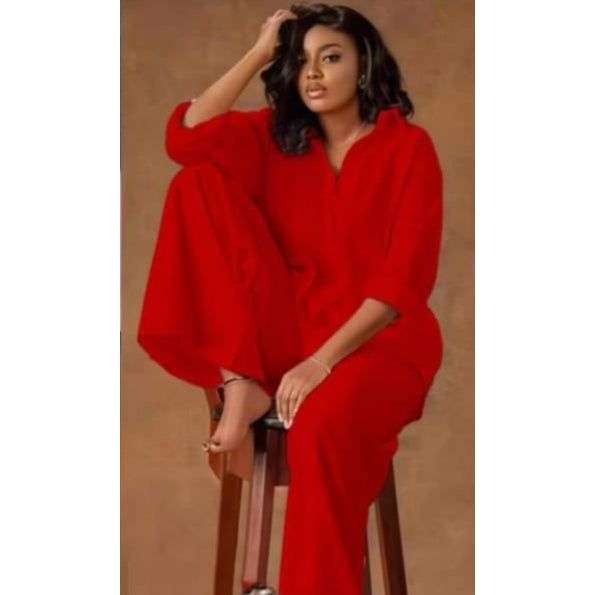 Plus Size Long Sleeve Shirt and Wide Long Pants Set